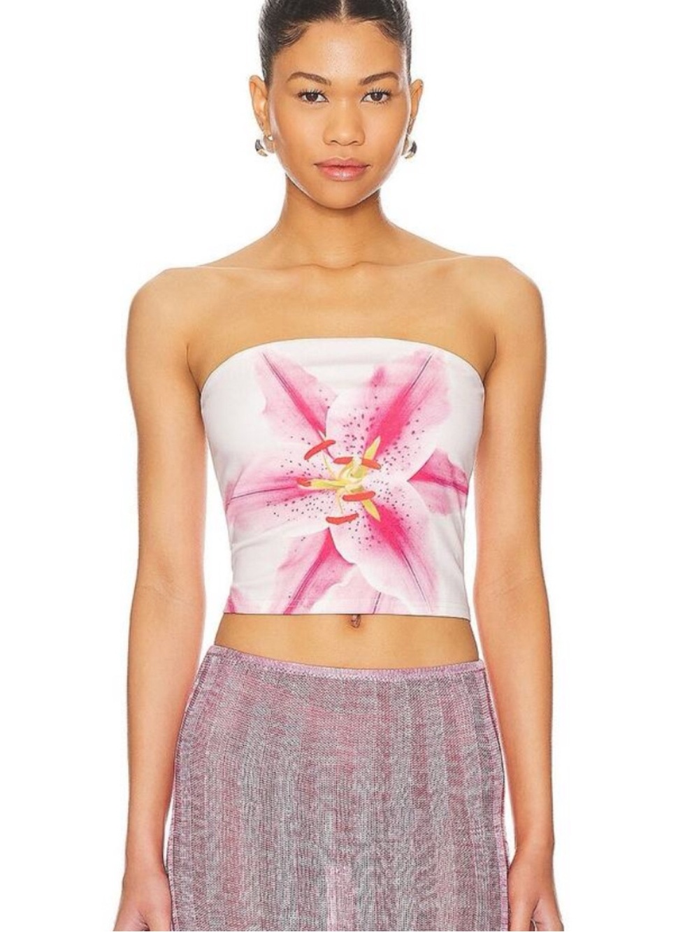 New Tyler McGillivary Lily Tube Top White Pink Size Small